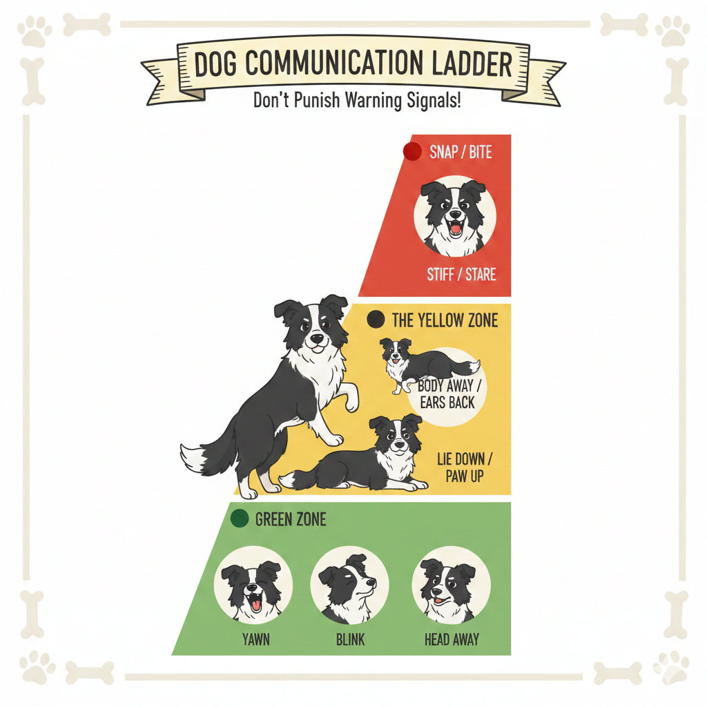 A figure generated by Google's Nanobanana showing a dog aggression ladder